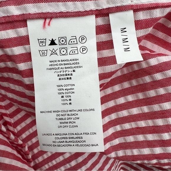 NWT Michael Kors White Crimson Striped Button Up Collared Shirt Size M Men's - Picture 8 of 9
